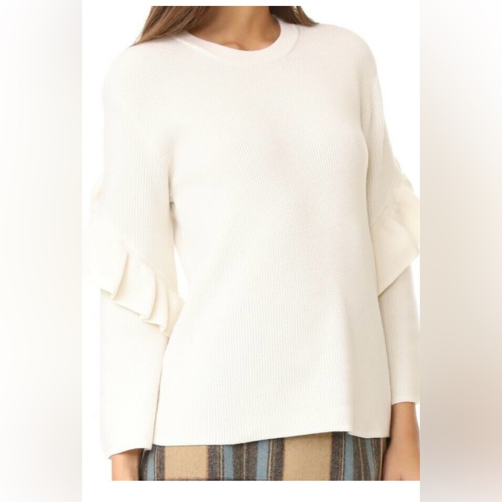 Tory Burch Ashley Ruffled Bell Sleeves PullOver sweater cream Wool blend